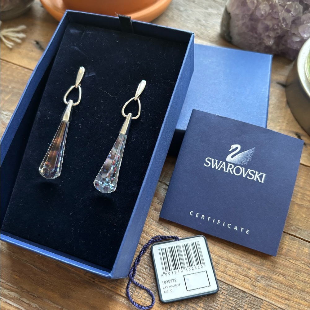 Swarovski Silver and Crystal Teardrop Earrings